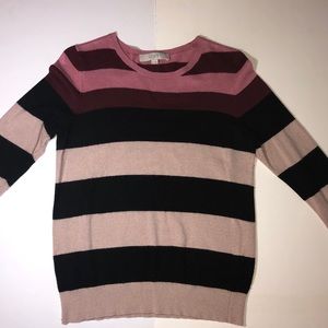 Ann Taylor The Loft Pink Striped Sweater